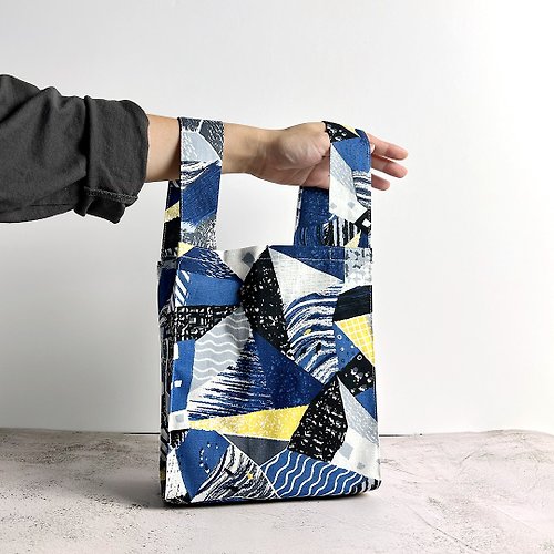 珊慢布物設計 SANmade 棉質小購物袋 早餐袋 - 幾何拼貼