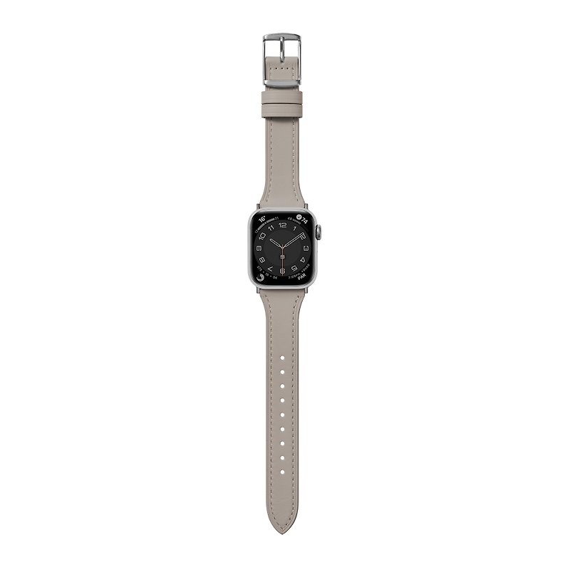 Apple Watch Galaxy Gray Plain Collectible Leather Strap S8/7/6/5/4/3/2/1/SE - สายนาฬิกา - หนังแท้ สีเทา