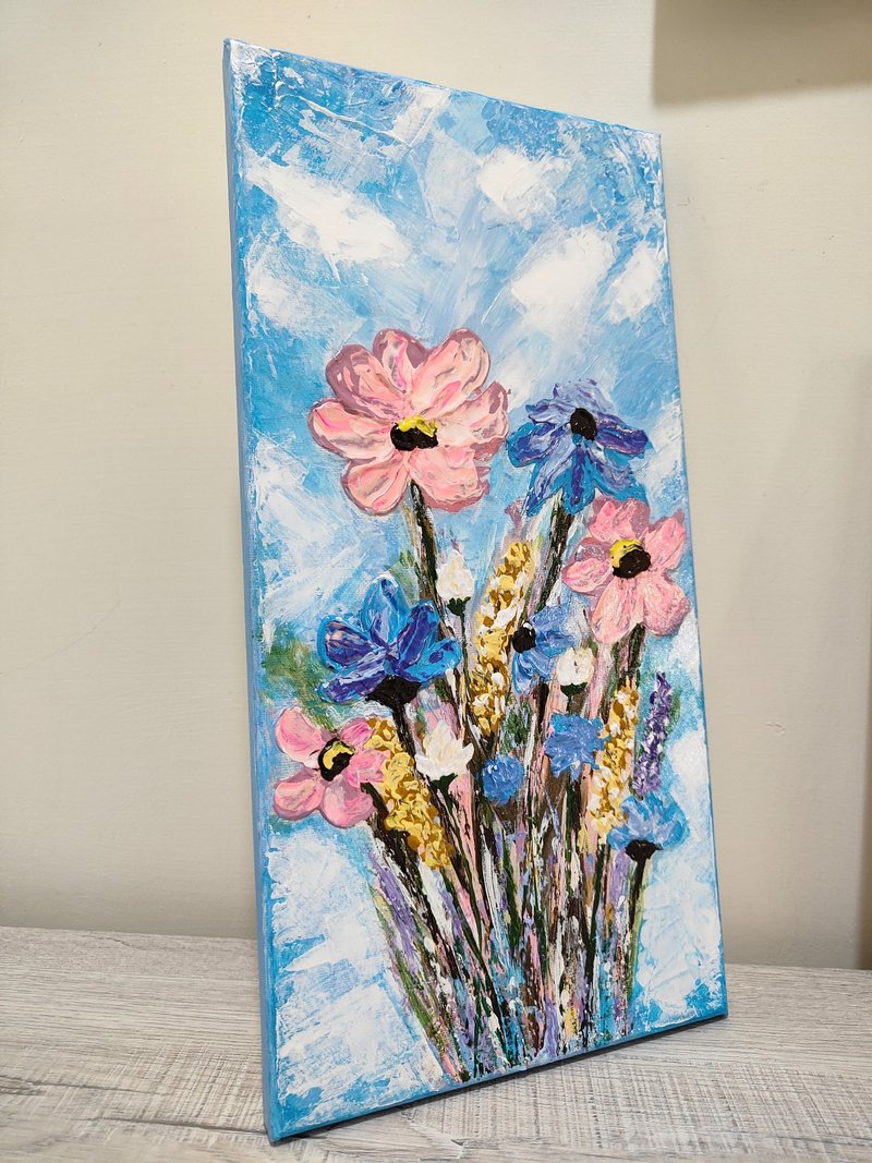 [Spring Bloom Bouquet] Acrylic Floral Painting / Frameless Art / Wall Art / Original Painting / Gift Exchange / New Year Welcome - โปสเตอร์ - ผ้าฝ้าย/ผ้าลินิน 