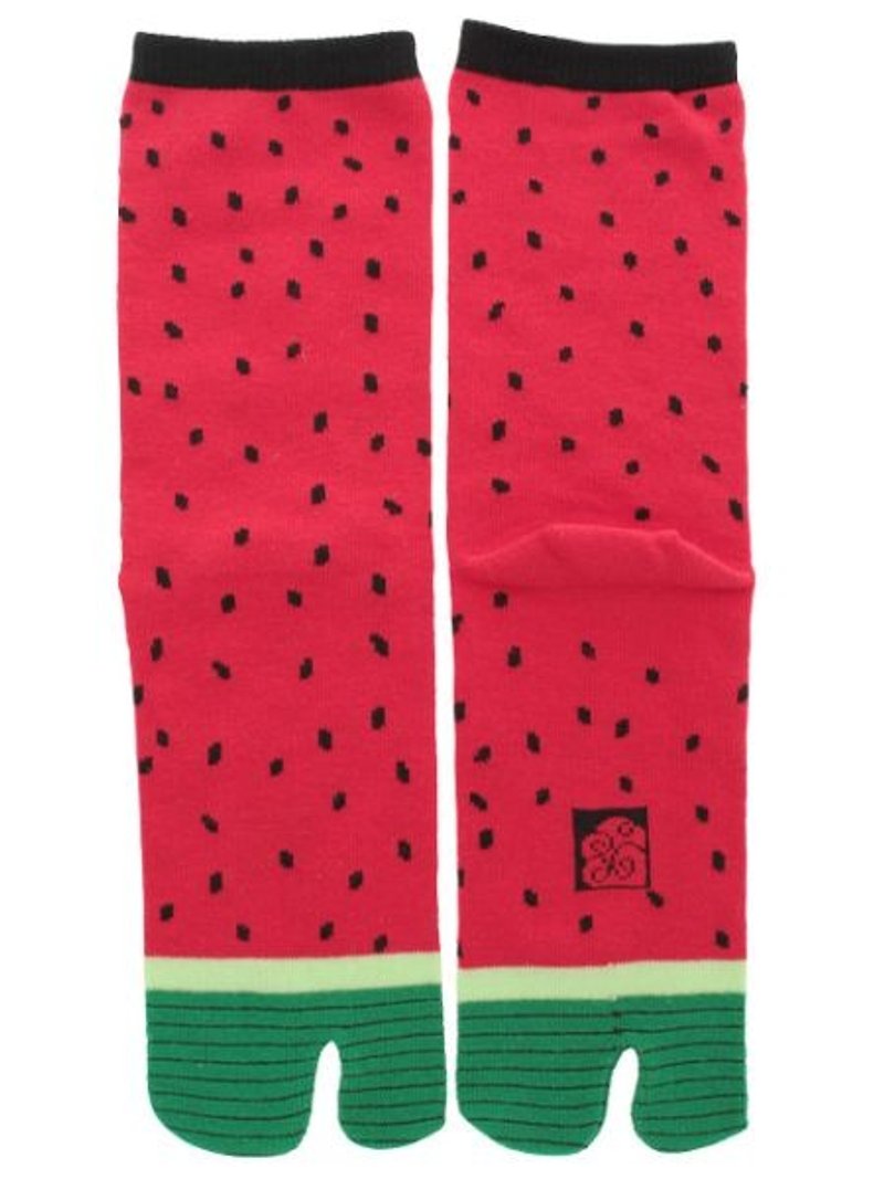 Pre-ordered watermelon two-finger socks medium length female socks 7JKP6104 - ถุงเท้า - ผ้าฝ้าย/ผ้าลินิน หลากหลายสี