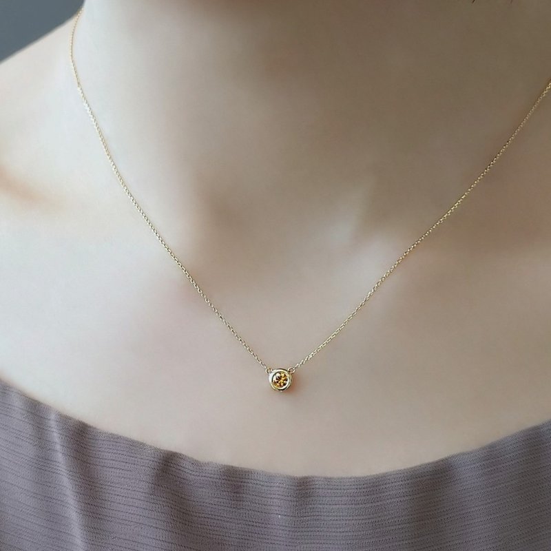 限量現貨 - 天然黃色剛玉 黃寶 0.157ct 包鑲 純 18K 黃金項鍊 - 項鍊 - 寶石 黃色