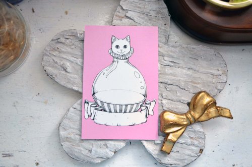 Gookaso 不香王國 GOOKASO 貓咪玻璃瓶 明信片 可書寫硬卡紙材質 POSTCARD