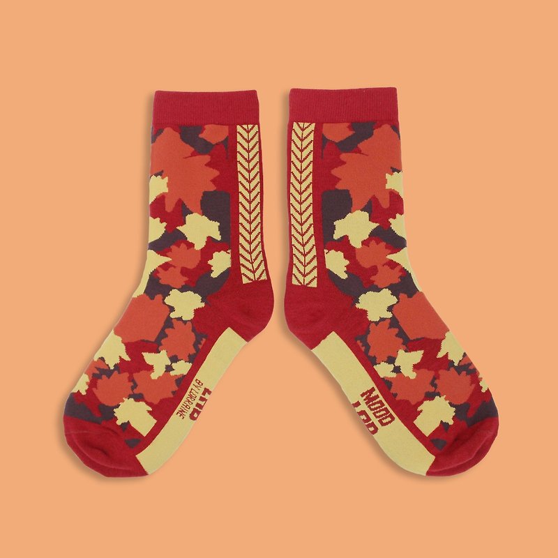 Autumn Socks - ถุงเท้า - ผ้าฝ้าย/ผ้าลินิน สีนำ้ตาล