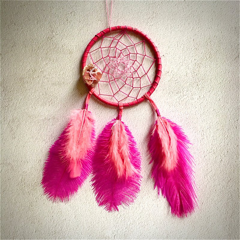 Argentinian Pink Amethyst Original Mineral Leather Wishing Dream Catcher - ของวางตกแต่ง - คริสตัล สึชมพู