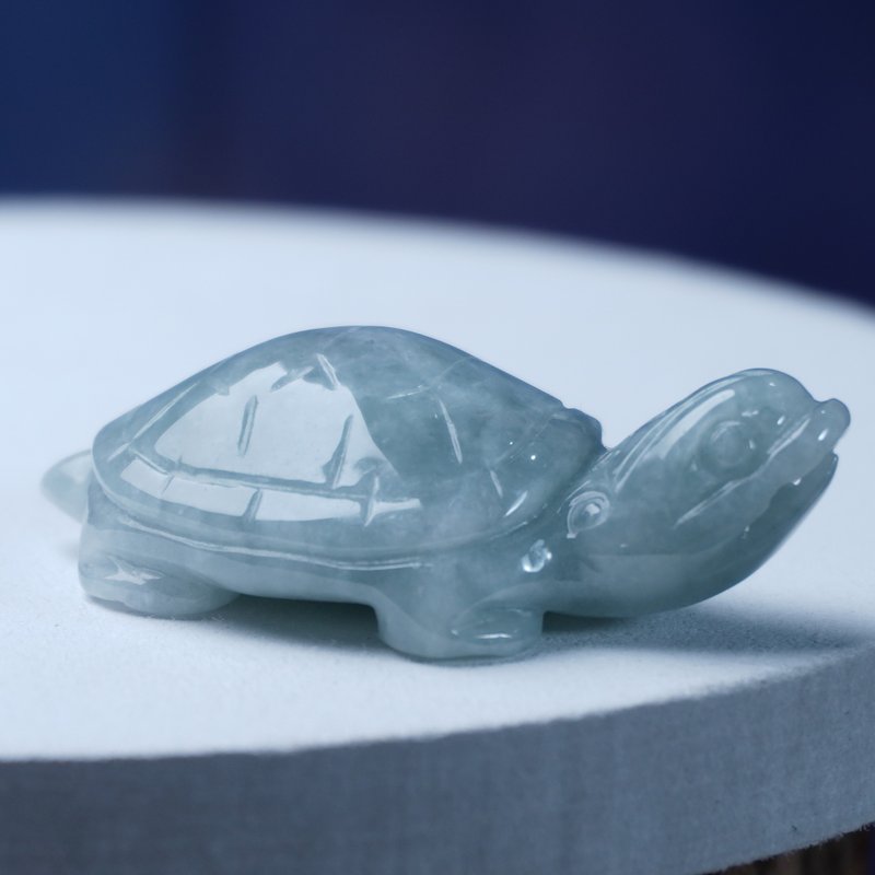 [Auspiciousness and Longevity] Floating Flower Jade Turtle | Natural Burmese Grade A Jadeite | Gifts - Charms - Jade Green