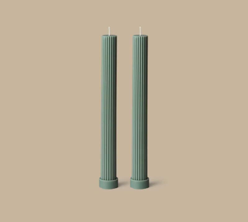 Pillar Candle Set of Two Eucalyptus - Items for Display - Wax Green