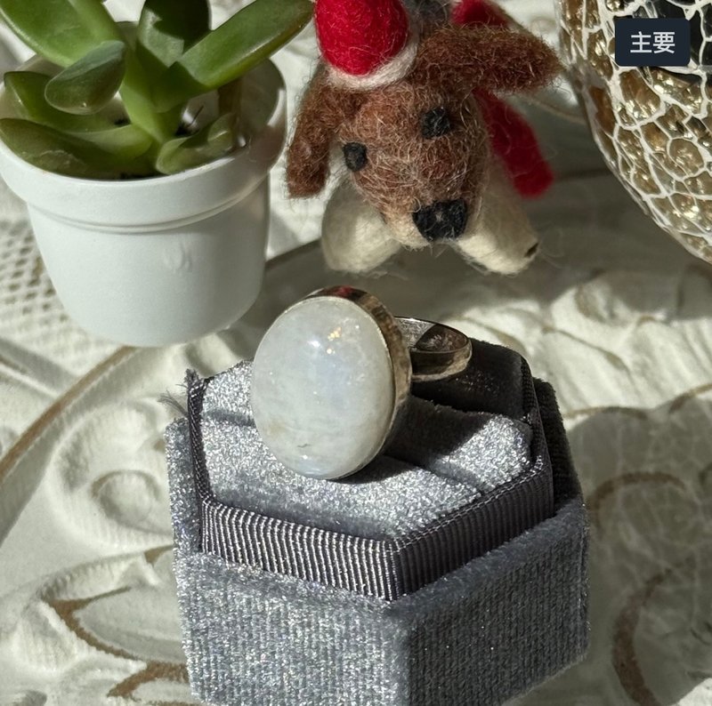 India | Ethnic Raw Stone Ring Collection - Moonstone - แหวนทั่วไป - ทองแดงทองเหลือง ขาว