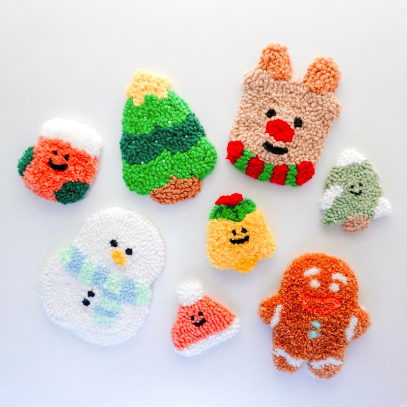 [Christmas Mao Shen Shen DIY] Russian Poke Embroidery Pendant Material Pack - Knitting, Embroidery, Felted Wool & Sewing - Wool Multicolor