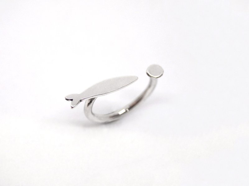 Cat & Fish Series  #b1 fish ring - General Rings - Silver White