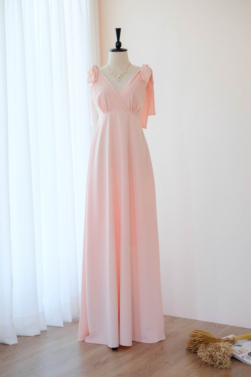 Pink Blush dress Wedding Bridal Dress Bridesmaid dress Long Party Cocktail Dress - Evening Dresses & Gowns - Polyester Pink