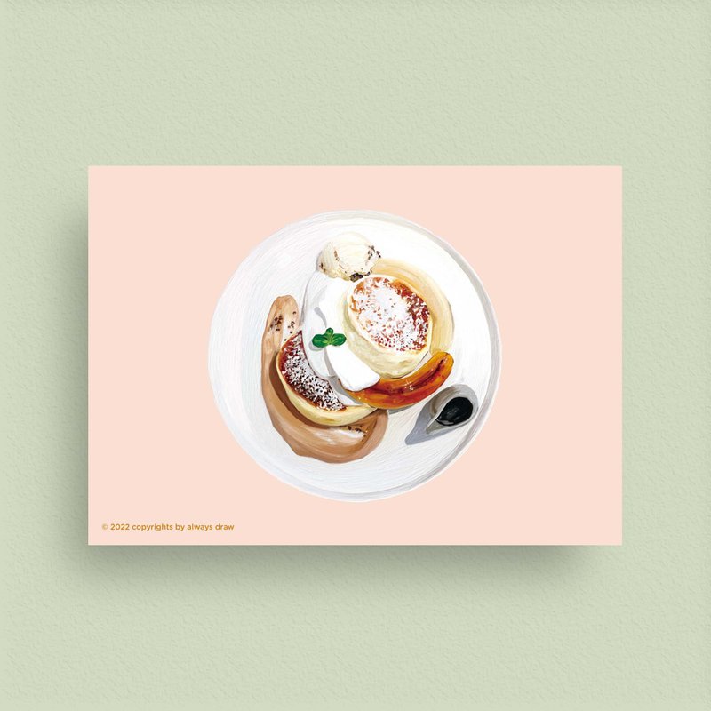 鬆餅明信片E - always eat 總繪吃系列 - 卡片/明信片 - 紙 粉紅色