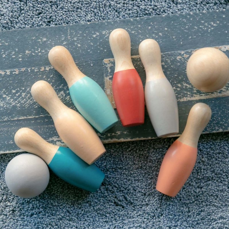 Adnil LAND Let's Play! Wooden Bowling Set - ของเล่นเด็ก - ไม้ หลากหลายสี