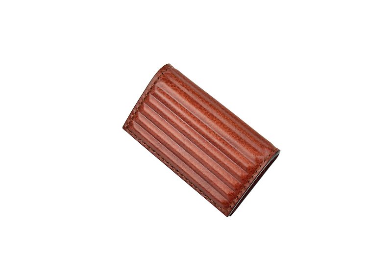 pipilala Solid Leather Business Card Holder-Classic Horizontal (Coffee Brown) - ที่เก็บนามบัตร - หนังแท้ สีนำ้ตาล