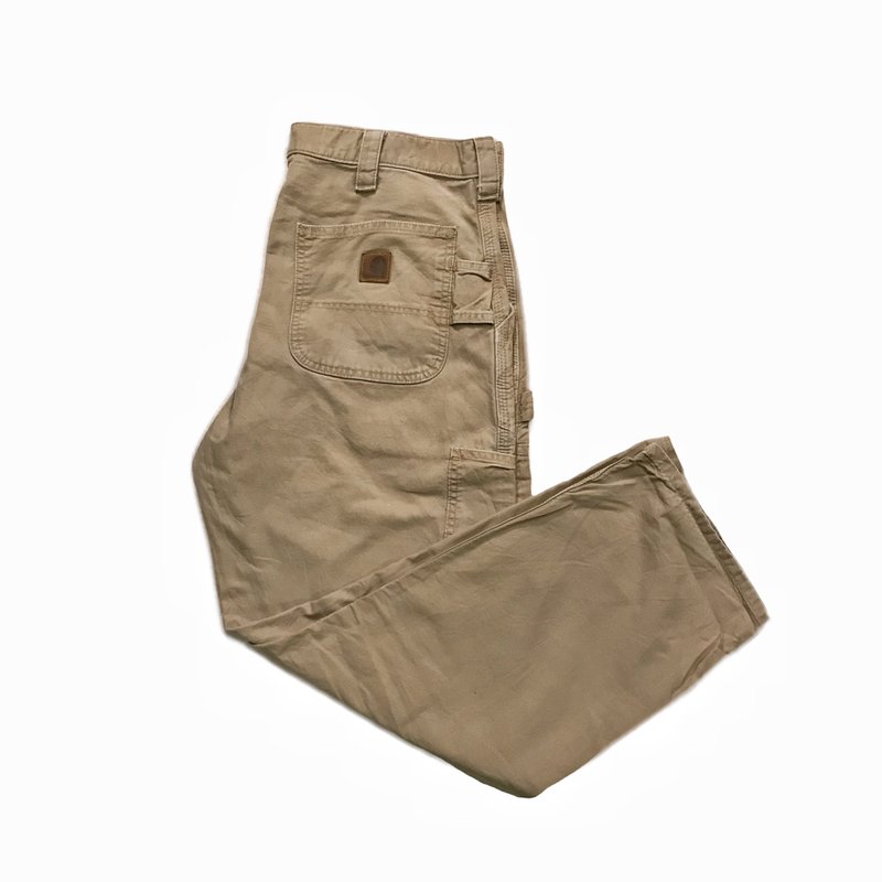 Vintage Carhartt Khaki Workwear Pants 古著卡哈卡其色工裝褲 - 男長褲/休閒褲 - 棉．麻 卡其色