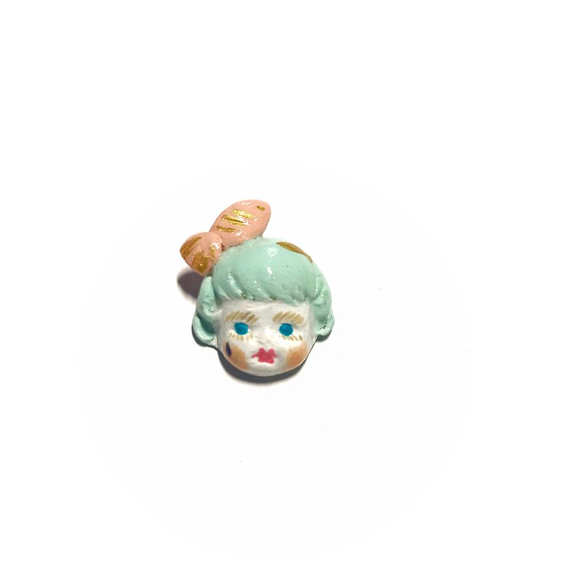 Resin clay cute doll Pisces constellation earrings ear clips - Earrings & Clip-ons - Resin Green