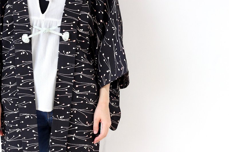 kimono jacket, traditional kimono, authentic kimono, kimono sleeve /4007 - Women's Casual & Functional Jackets - Polyester Black