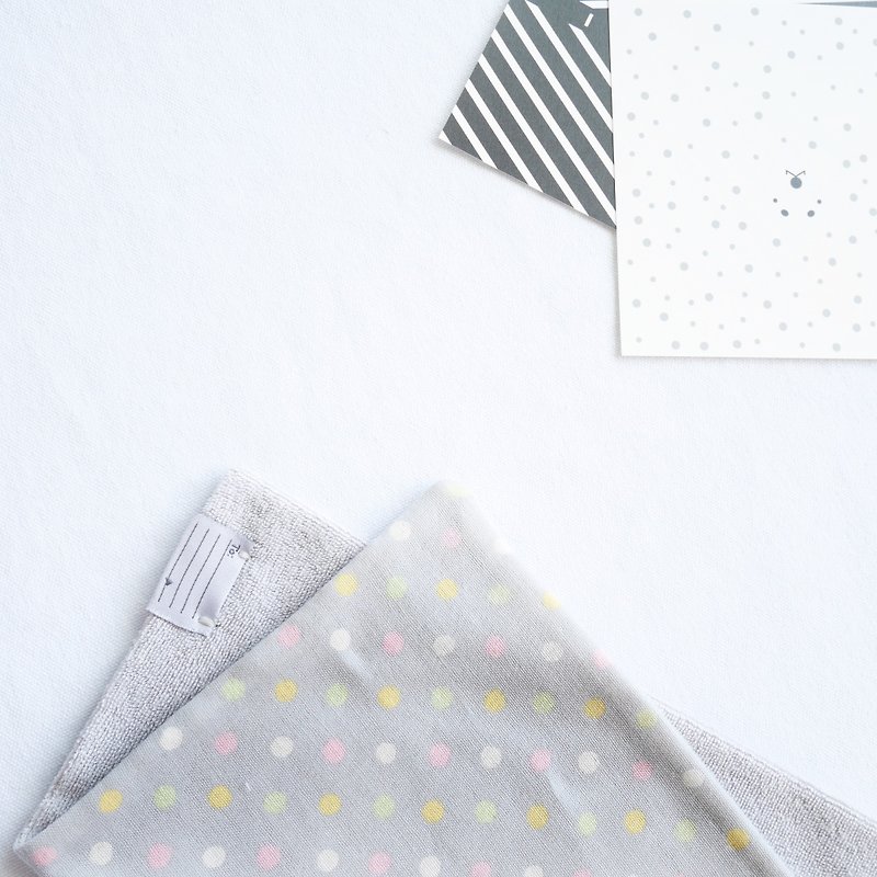 Organic cotton handkerchief embroidered towel Haas nn ka chi - gray dots - Bibs - Cotton & Hemp Gray