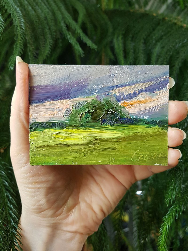 ACEO树画风景原始艺术森林艺术品风暴画 - 壁貼/牆壁裝飾 - 其他材質 綠色