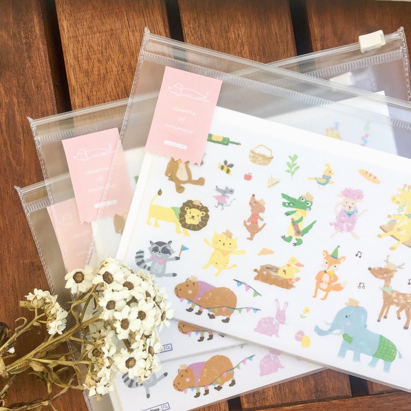 seasons of animals Animals of the four seasons daily opaque cut stickers - สติกเกอร์ - กระดาษ สึชมพู