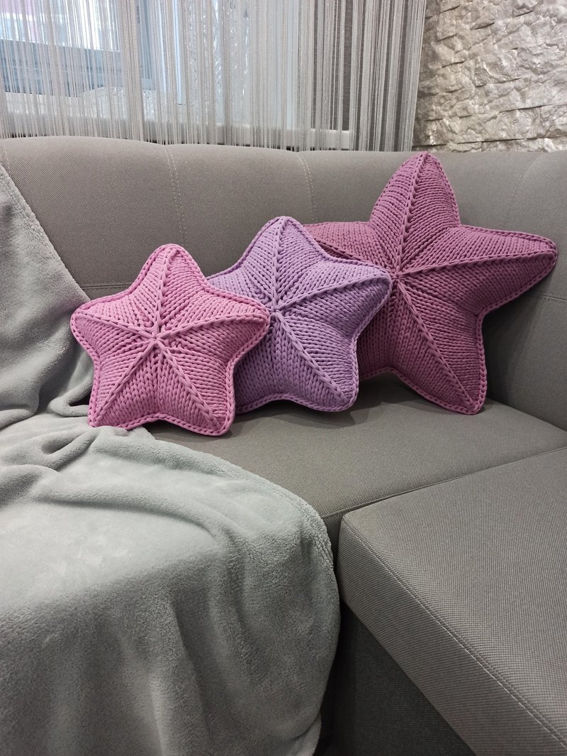 Knitted star pillow home decor - Pillows & Cushions - Cotton & Hemp Multicolor