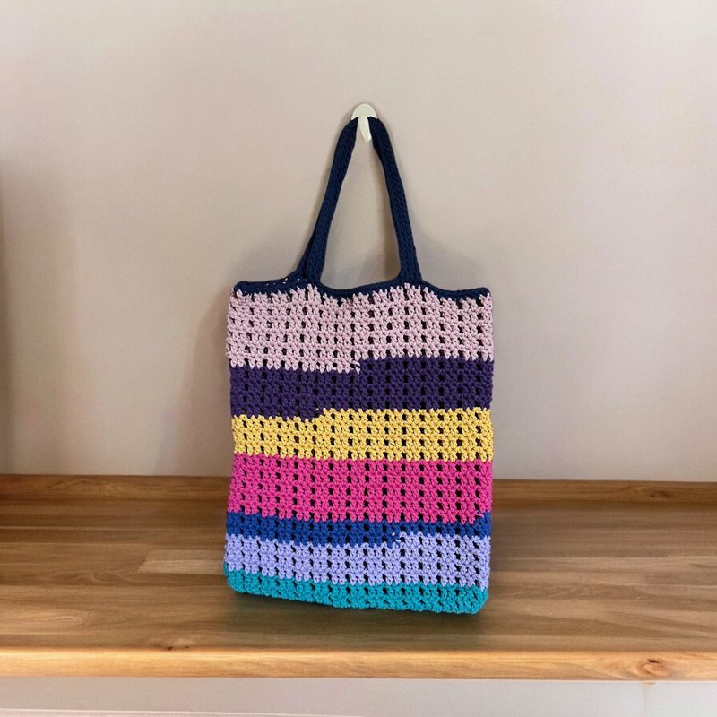 Crochet tote bag - กระเป๋าแมสเซนเจอร์ - ผ้าฝ้าย/ผ้าลินิน หลากหลายสี