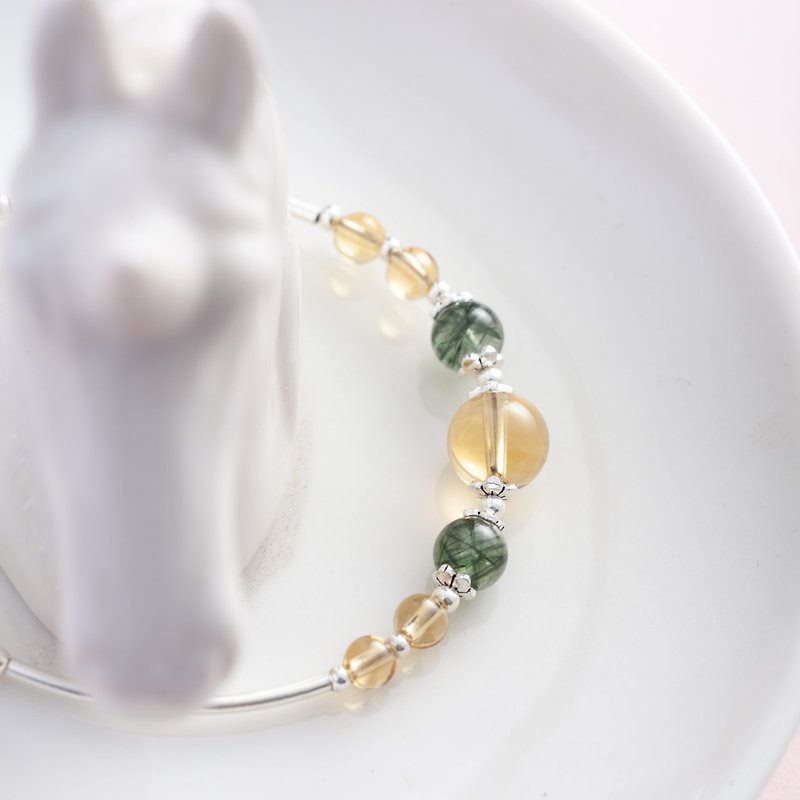 Citrine , Green Rutilated Quartz, 925 Sterling Silver Findings Bracelet - Bracelets - Gemstone Multicolor