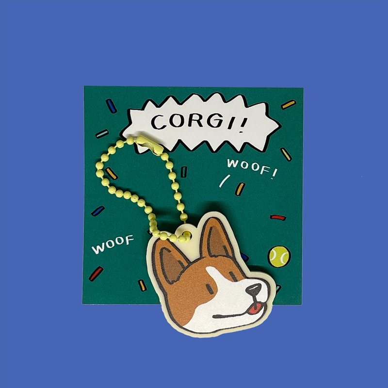 Acrylic Keyring Corgi - Charms - Acrylic Brown