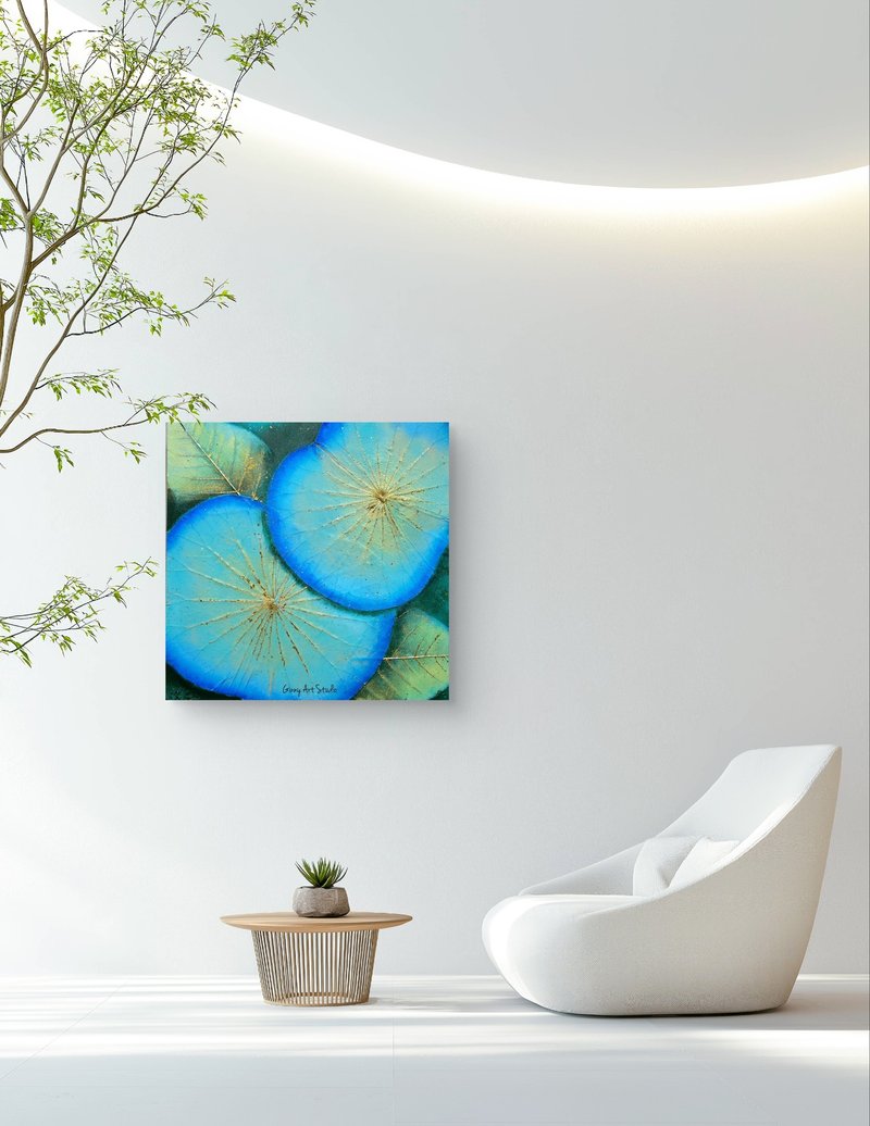 Plant-painted lotus leaf art - Love the coastline - Posters - Plants & Flowers Blue