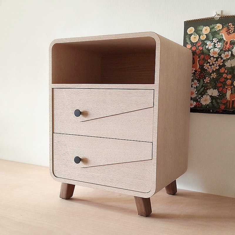 【WOOLI】Three-layer drawer bedside table - white oak | size can be customized - Storage - Wood 