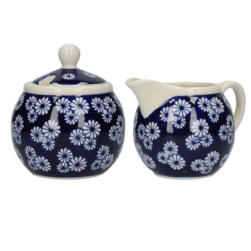 London Pottery / 藍色小雛菊牛奶罐及糖碗套組 - 其他 - 陶 藍色