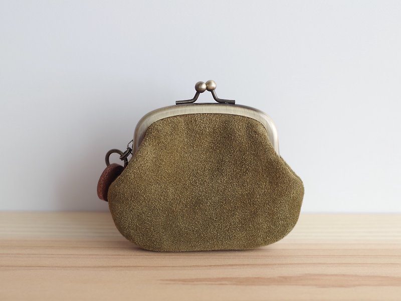 Suede leather coin case coin olive - Coin Purses - Genuine Leather Green
