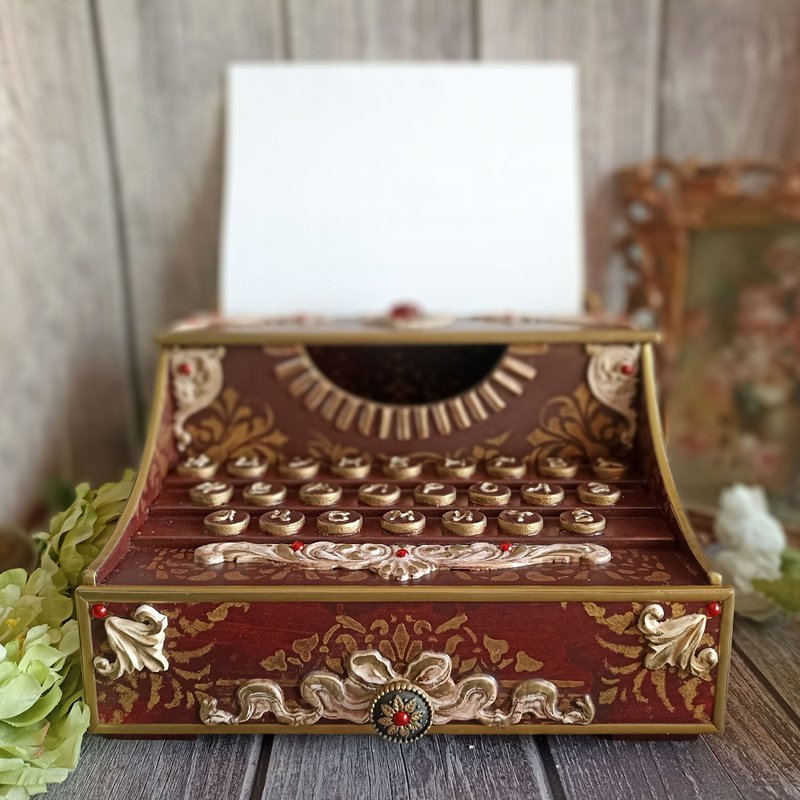 Desktop organizer Typewriter,Home decor,Wooden Pen Holder,Stationery Holder - 居家收納/收納盒/儲物盒 - 木頭 咖啡色