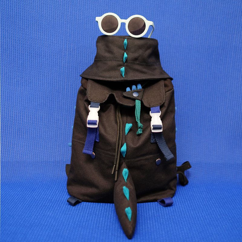 Dinosaur Backpack – Dark - กระเป๋าเป้สะพายหลัง - ผ้าฝ้าย/ผ้าลินิน สีดำ