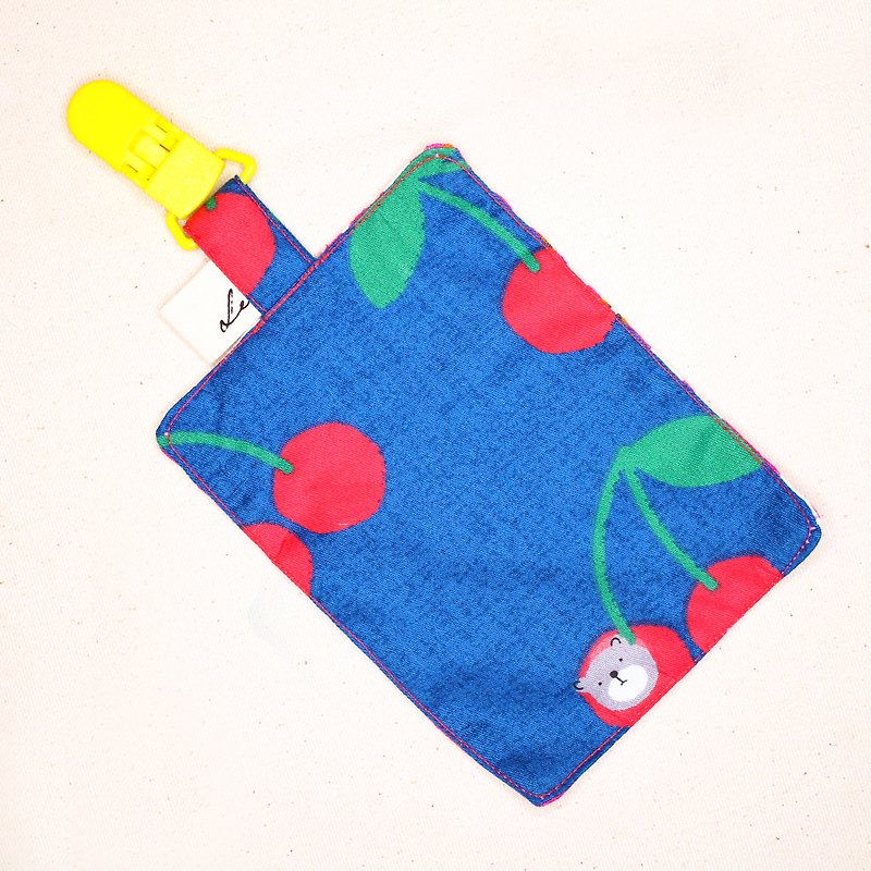 Leshen handkerchief clip - kindergarten school handkerchief towel saliva wipe sweat towel soft clip-type small handkerchief bib - ผ้ากันเปื้อน - ผ้าฝ้าย/ผ้าลินิน สีน้ำเงิน