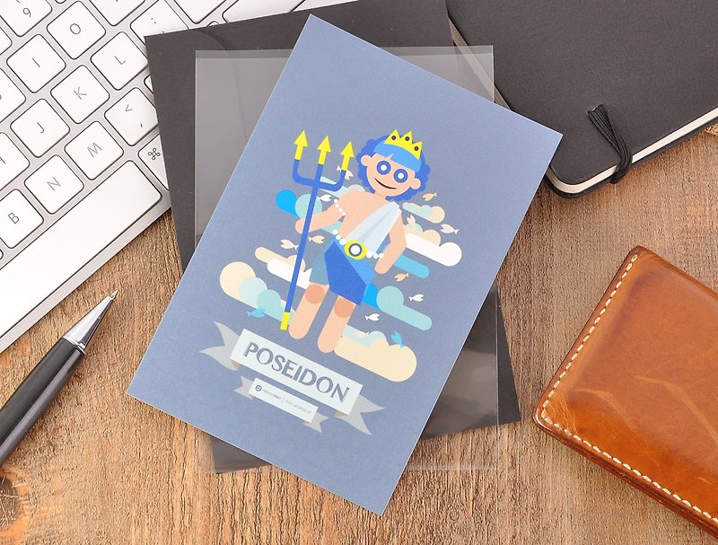 Greek Mythology Character Postcard - Poseidon - Cards & Postcards - Paper Blue