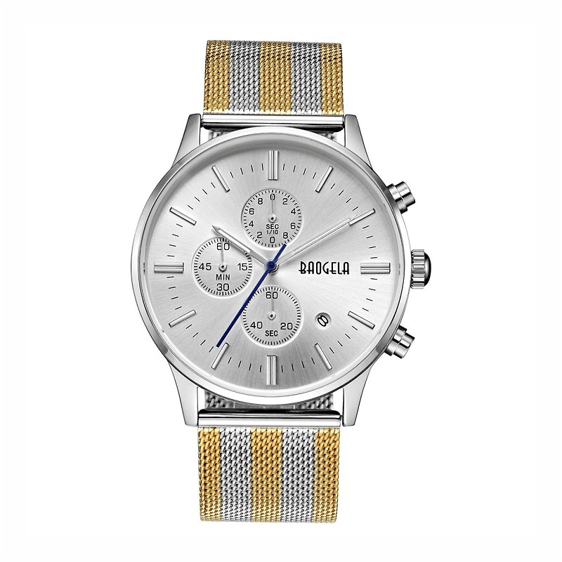 BAOGELA - STELVIO系列 銀錶盤 / 金銀米蘭錶帶可調式 手錶 - 女裝錶 - 其他金屬 金色