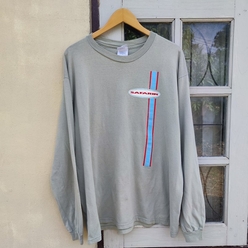 Vintage Y2K Safarir  Long Sleeve T-Shirt - T 恤 - 棉．麻 卡其色