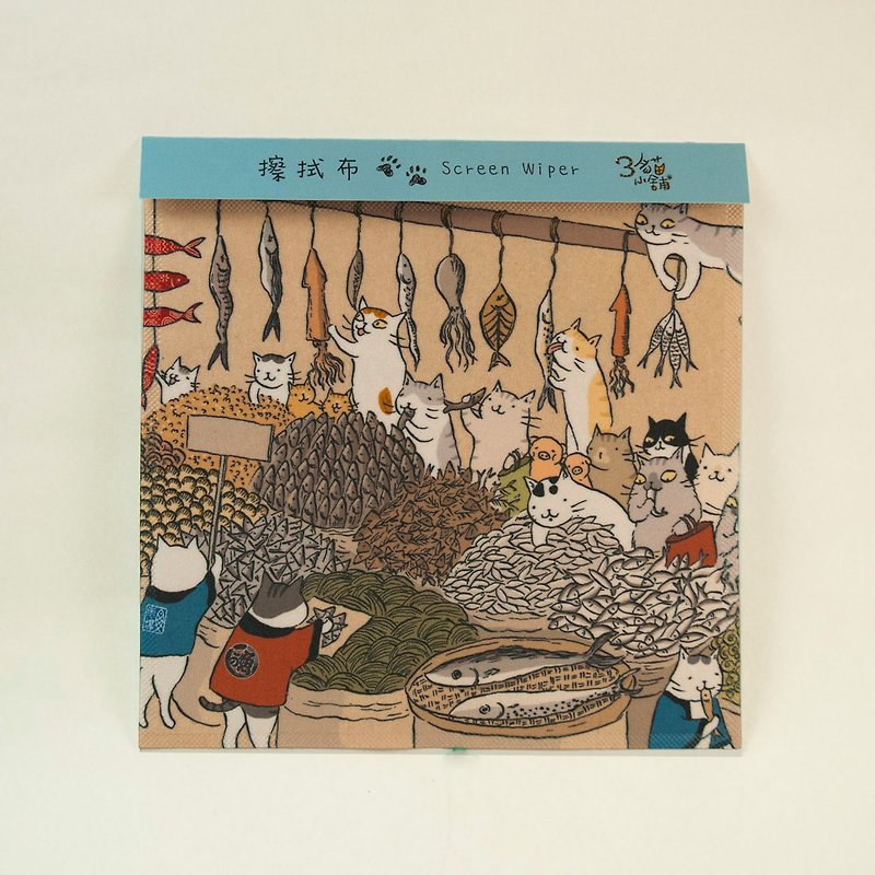 3 Cat Shop ~ Doing New Year's Goods Universal Wipe (Illustrator: Miss Cat) - Other - Polyester Multicolor