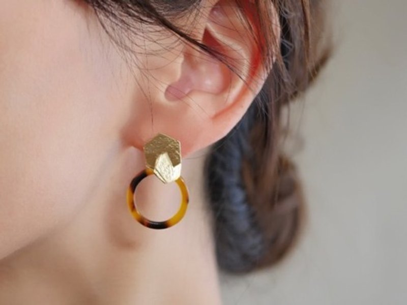 Tortoiseshell Hoop and Octagon Earrings - Earrings & Clip-ons - Other Metals 