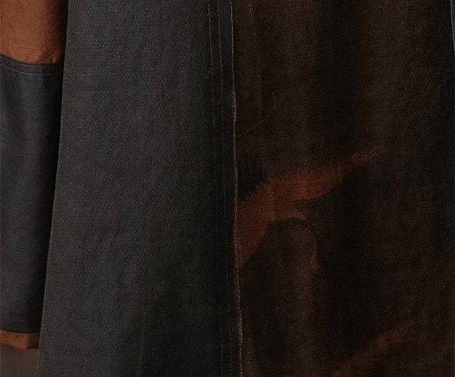 飛河祥雲ガーゼスカートレトロスリムロングスカート草木染め泥