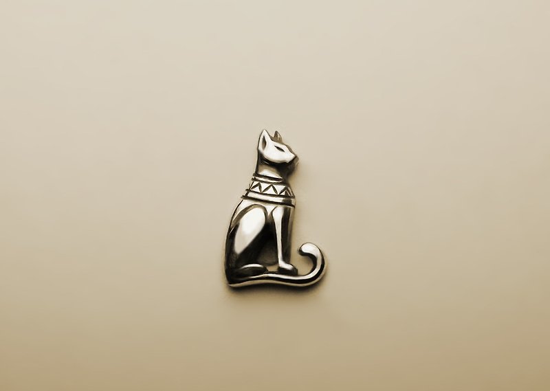Bast cat goddess earrings (single/pair/changeable Clip-On) - ต่างหู - โลหะ สีเงิน