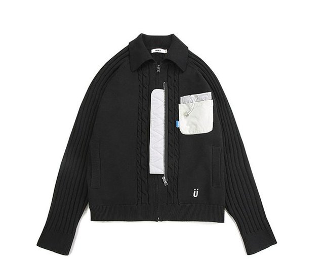 黒カーディガンセーターメンズ冬ツイスト麻編みコート