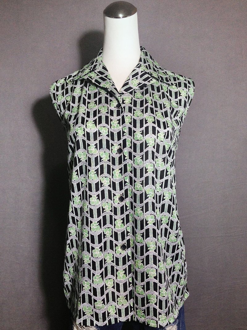 Ping-pong vintage [vintage shirt / Retro Totem sleeveless wave flowers vintage shirt] abroad back VINTAGE - Women's Shirts - Polyester 
