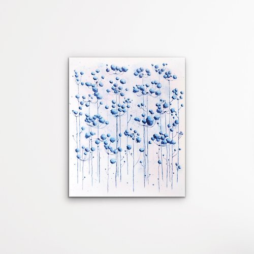 Meirami Art Watercolor floral painting - Blue Flowers Painting, Original Artwork