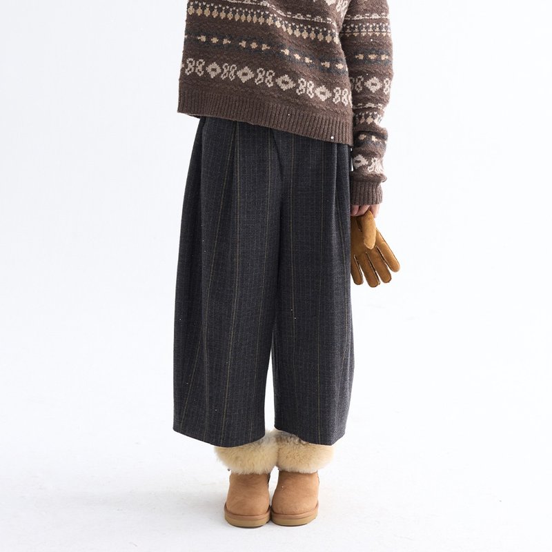 Wool Plaid Balloon Pants | Pants | Winter Collection | Sora-2009 - Women's Pants - Wool Gray