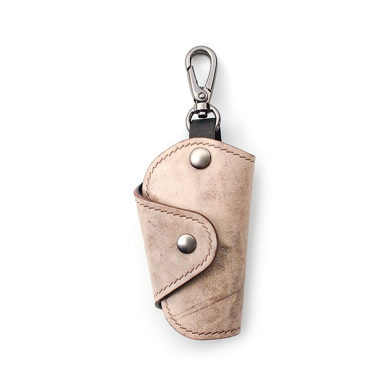 Snow WAX I Car Key Holder Smart Key - Keychains - Genuine Leather Brown