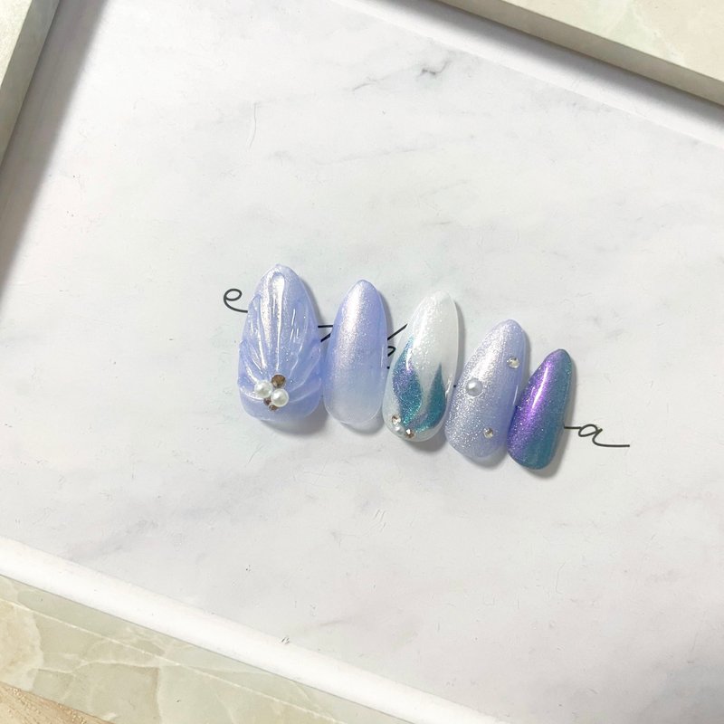 [Nail tips] Mermaid nails - ยาทาเล็บ - เรซิน สีน้ำเงิน