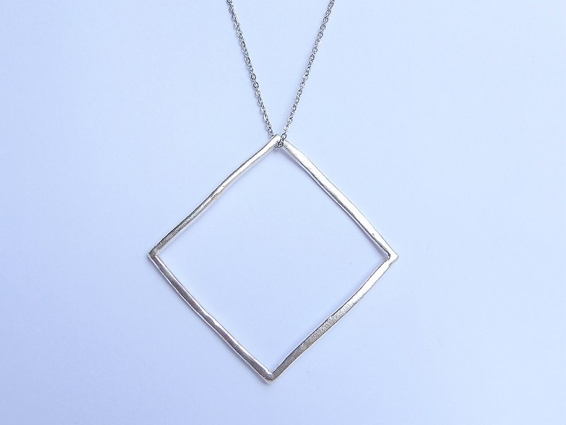 Square long necklace - Long Necklaces - Sterling Silver Silver