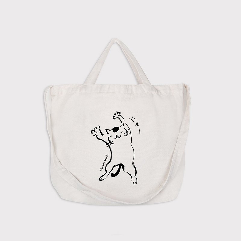 Meow ~ Nuo horizontal double-use bags - Messenger Bags & Sling Bags - Cotton & Hemp 