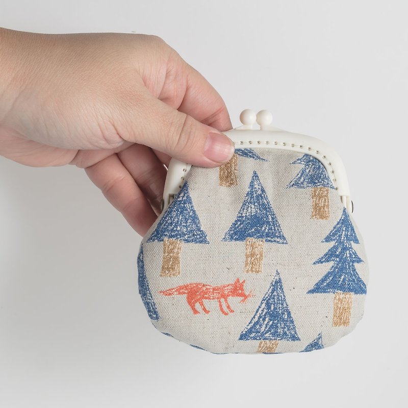 Fairy tales in the forest#blue/small mouth gold bag/coin purse - Coin Purses - Cotton & Hemp Blue